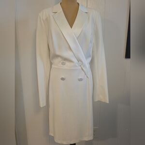 Adrianna Papell Crepe Tuxedo Sheath Dress Ivory Size 14